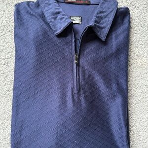 Tiger Woods Polo Shirt Mens Large Navy 1/4 Zip DiamondNike Golf Short Sleeve